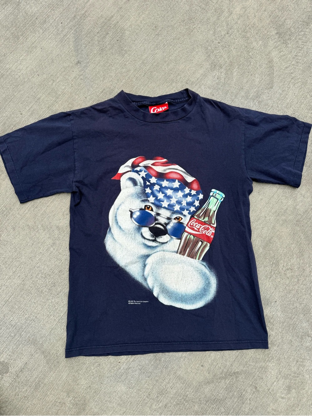 Coca Cola Navy Polar Bear Graphic Tee with Flag Bandana